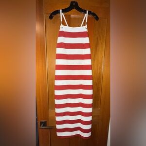 MaxMara Red and White Midi dress Casual Resort Wear size 14 stretch